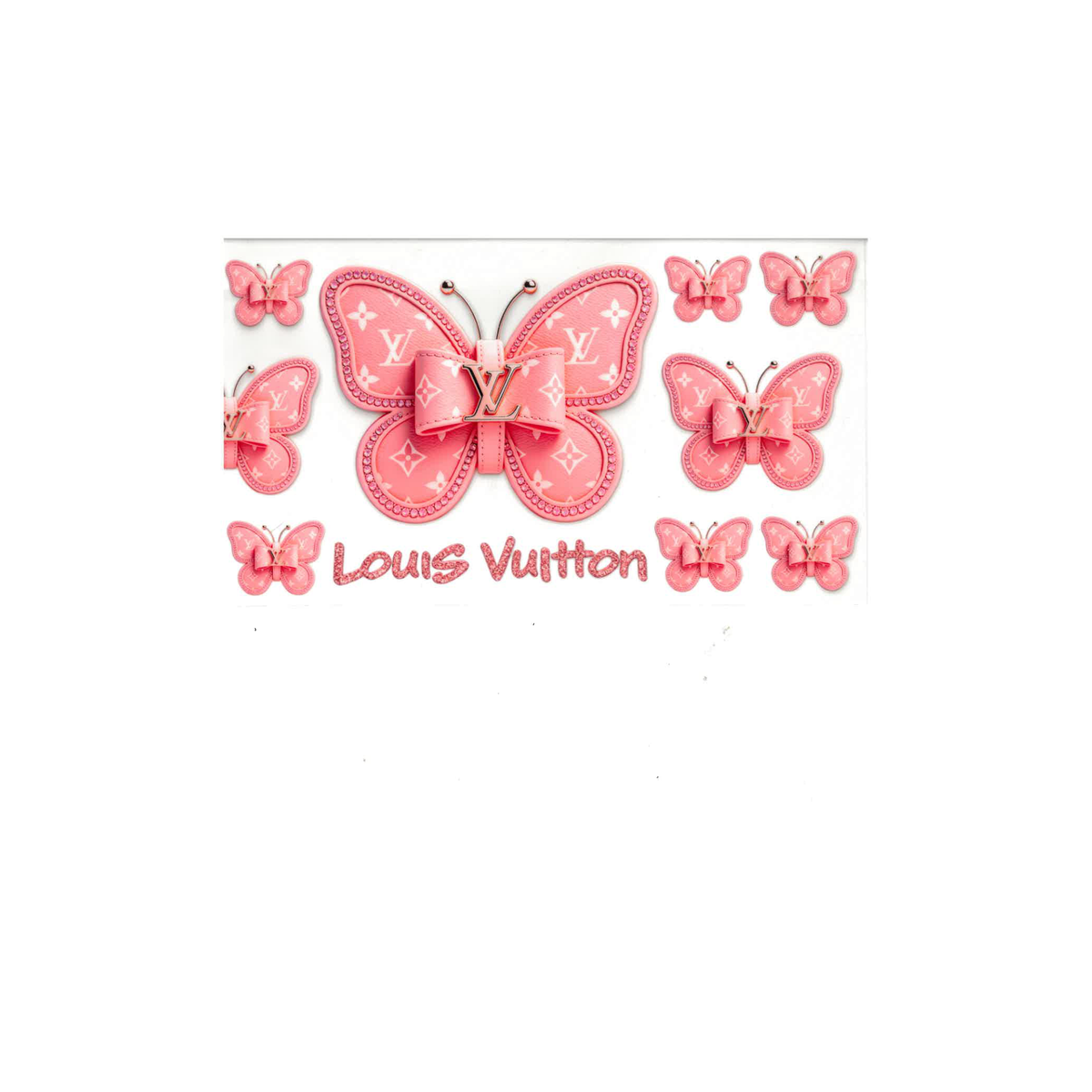 Pink Louis Vuitton Butterfly UV DTF Decal - D078