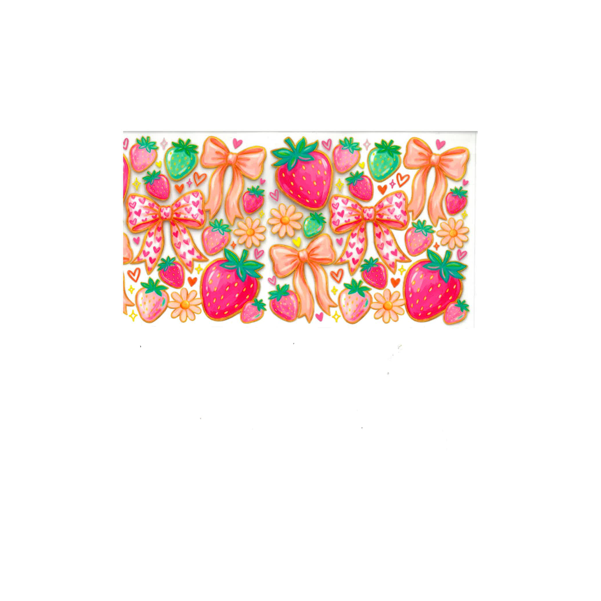 Strawberry Bows UV DTF Decal - D061